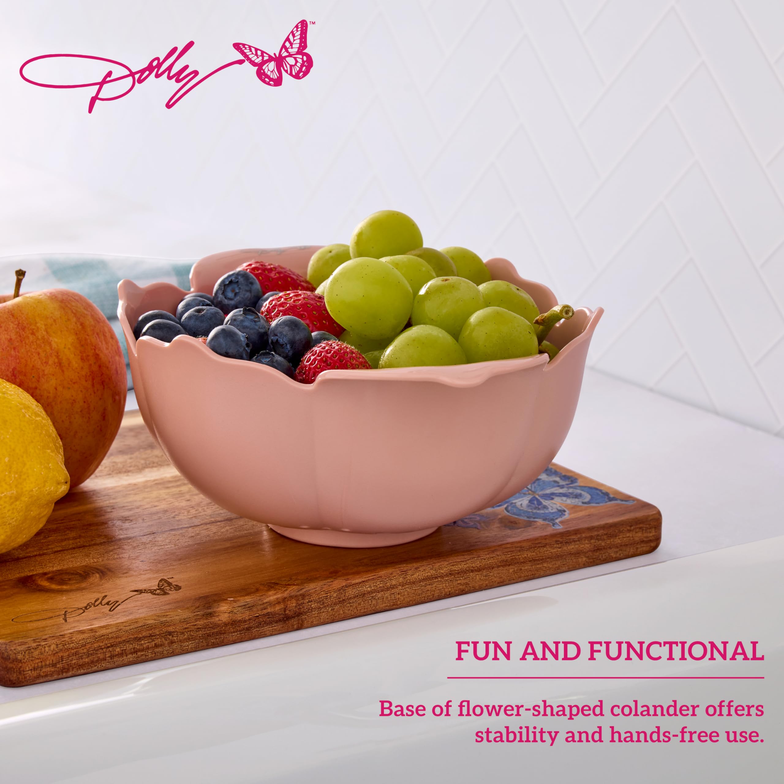 Dolly Parton Mini Colander – Flower-Shaped Berry Strainer with Butterfly Drainage Holes, Raised Base for Easy Rinsing, Dishwasher Safe - Image 3