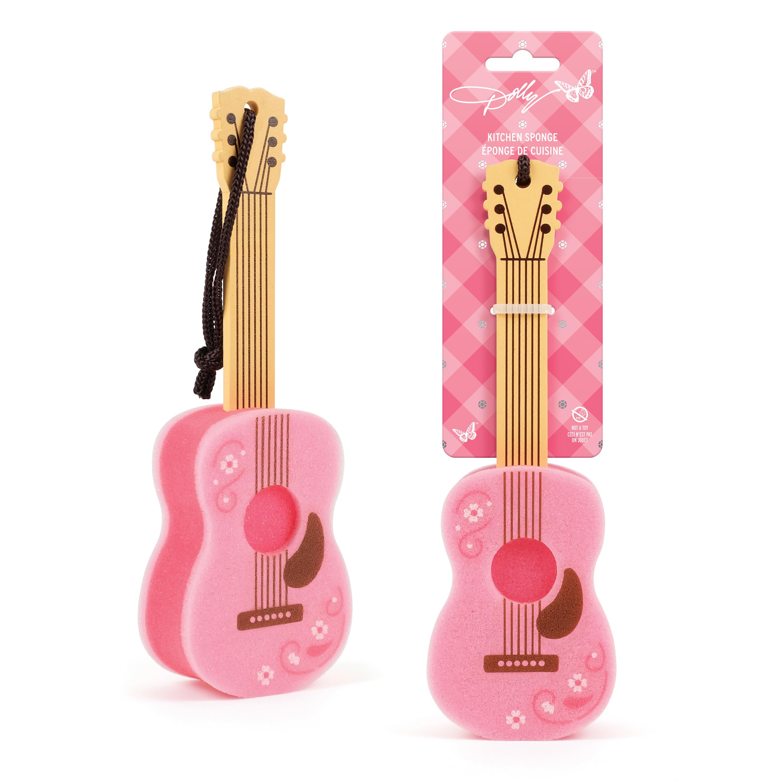 Dolly Parton Pink Guitar Bottle Brush Long-Handle Sponge, Fun and Unique Acoustic Guitar Design with Signature Dolly Logo, Great for Music Lovers - Image 6