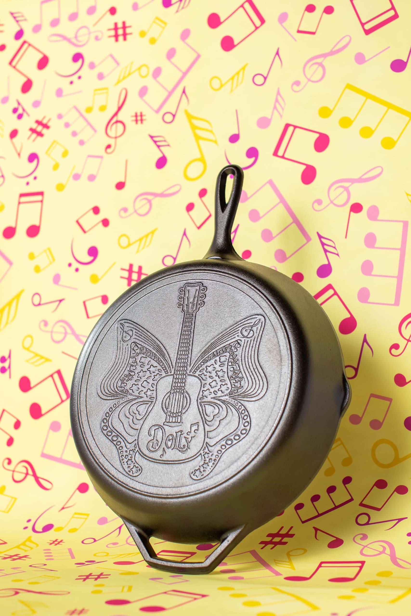 Lodge 12 Inch Dolly Parton Pre-Seasoned Cast Iron Stamped Skillet - Signature Teardrop Handle - Use in the Oven, on the Stove, on the Grill, or Over a Campfire, Black - Image 3