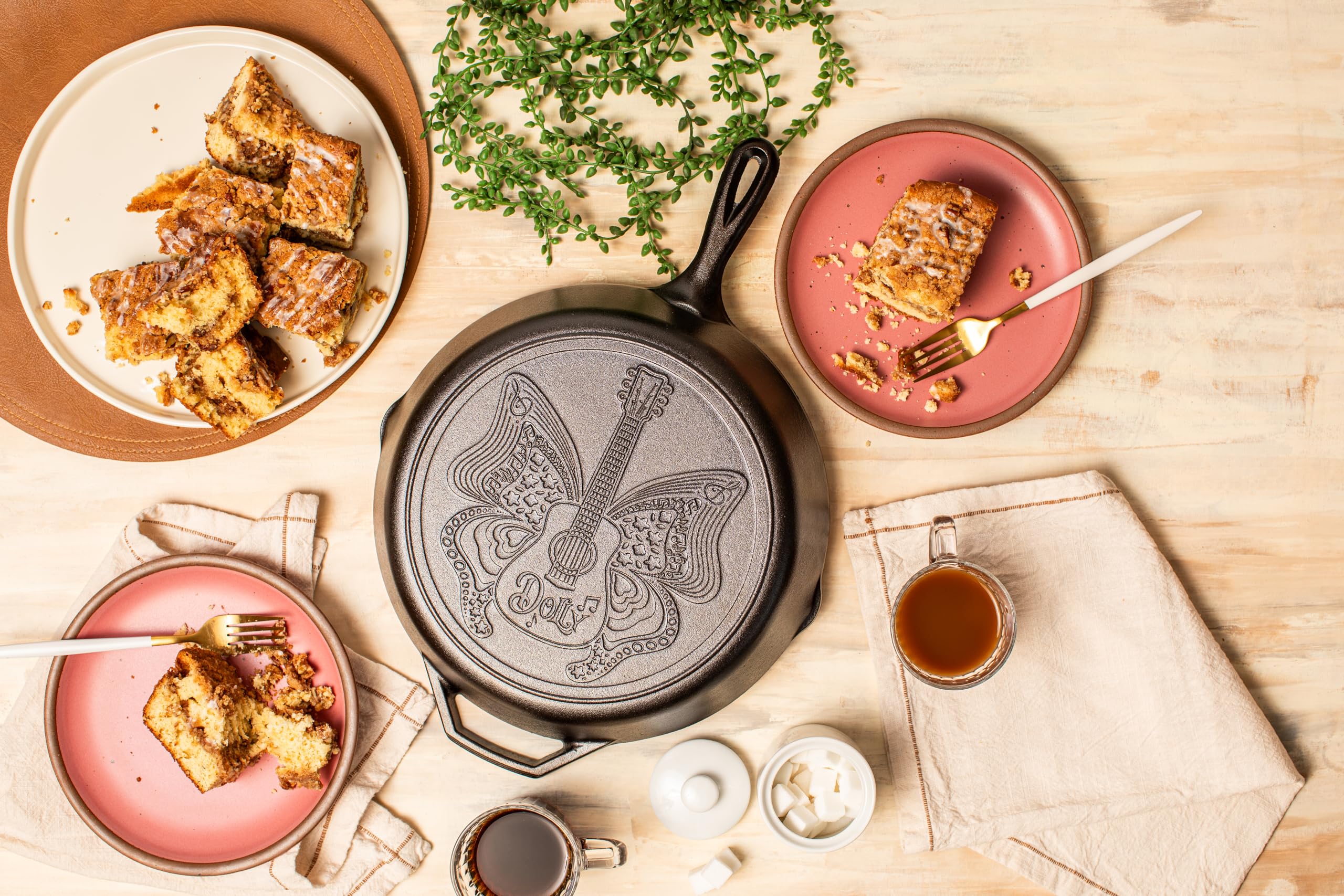 Lodge 12 Inch Dolly Parton Pre-Seasoned Cast Iron Stamped Skillet - Signature Teardrop Handle - Use in the Oven, on the Stove, on the Grill, or Over a Campfire, Black - Image 8